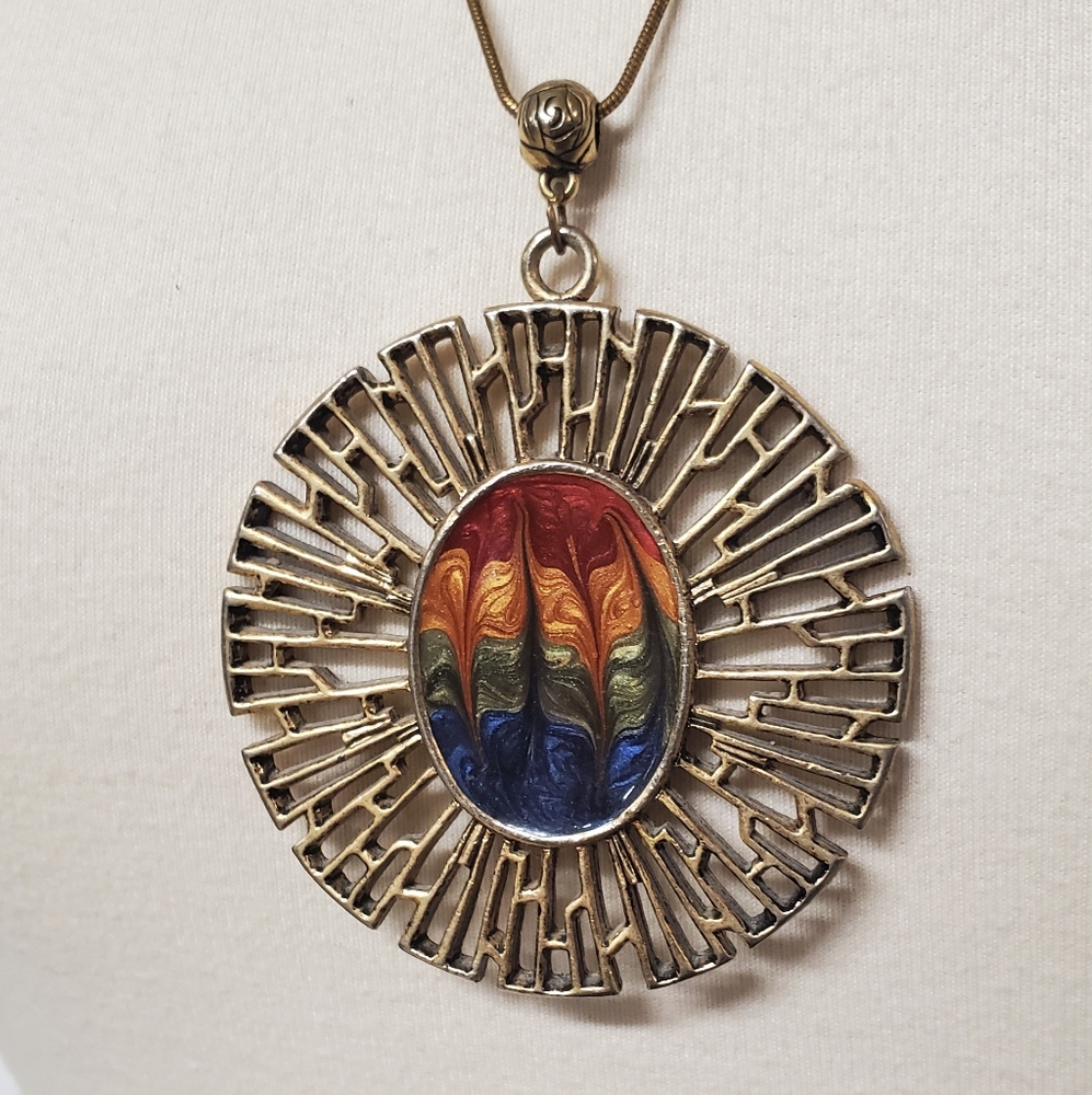 Sunburst Necklace With Rainbow Inlay